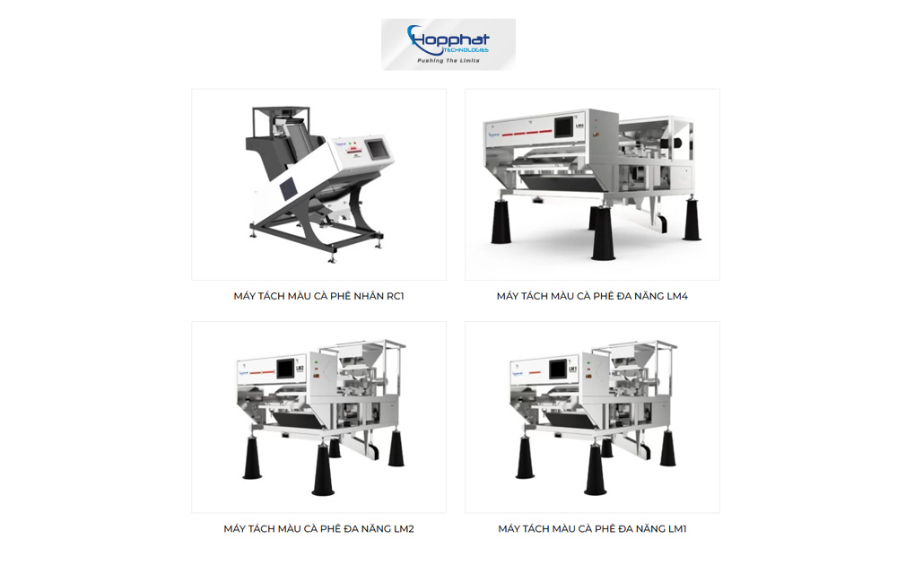 Một số loại máy phân loại màu cà phê Hợp Phát đang cung cấp.