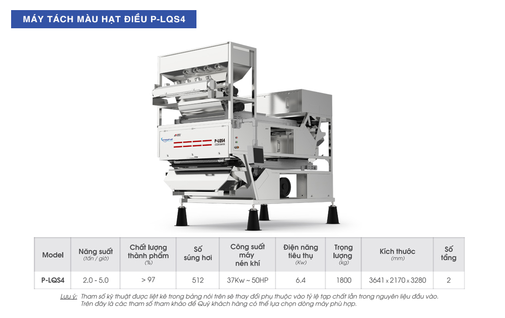 Máy bắn màu hạt điều nhân trắng hai tầng mới nhất P-LQS4 do Hợp Phát phân phối.